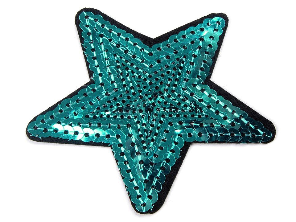 Nažehlovačka hviezda - modrá tyrkys