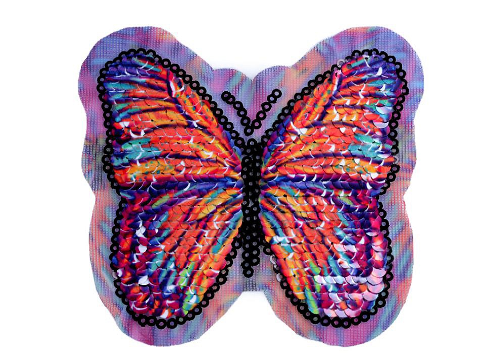 Aplikácia motýľ s obojstrannými flitrami - oranžová