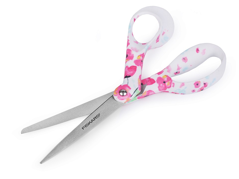 Nožnice Fiskars univerzálne 21 cm - biela - ružová