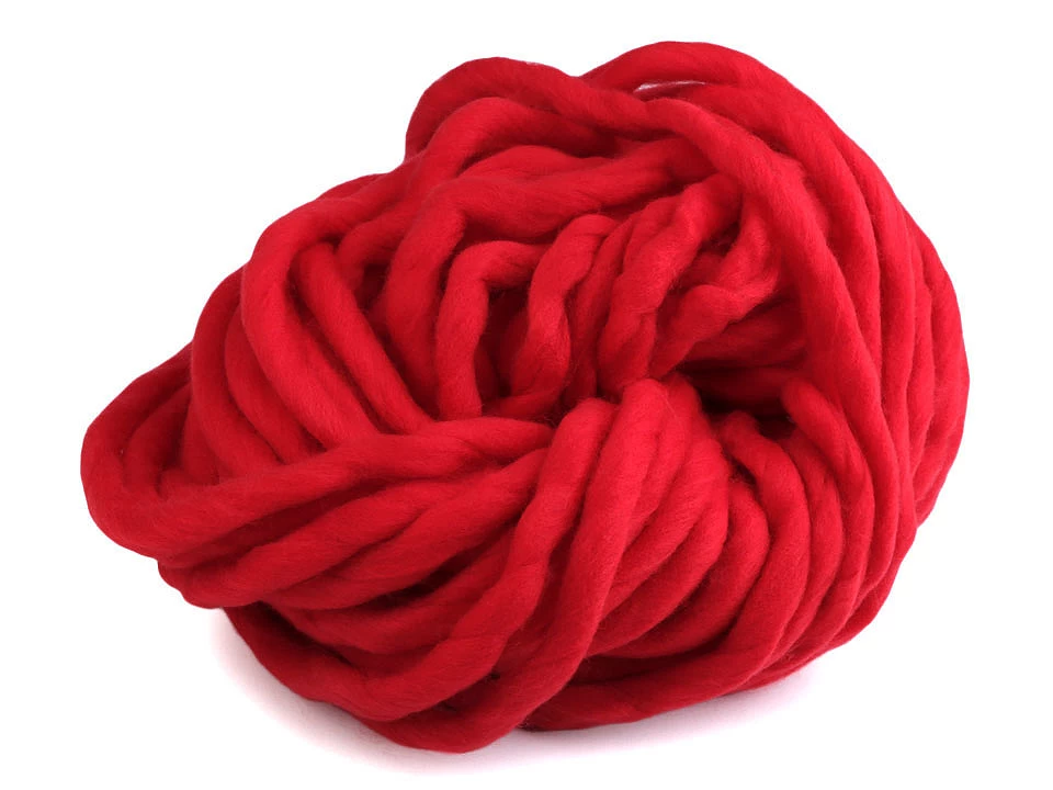 Extra hrubá priadza 250 g - červená - tmavá - vypredaná