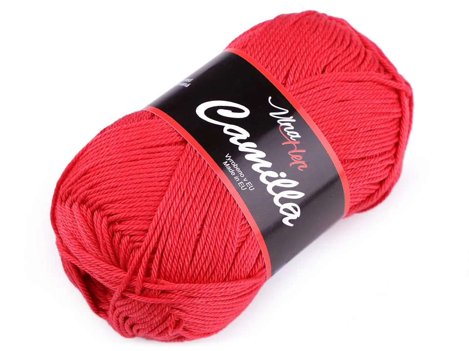 Camilla bavlnená pletacia priadza 50 g červená